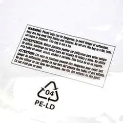 Poly bags Layflat Open end -Clear 12x18 2Mil with Suffocation warning 1000Pcs/Case Ampack