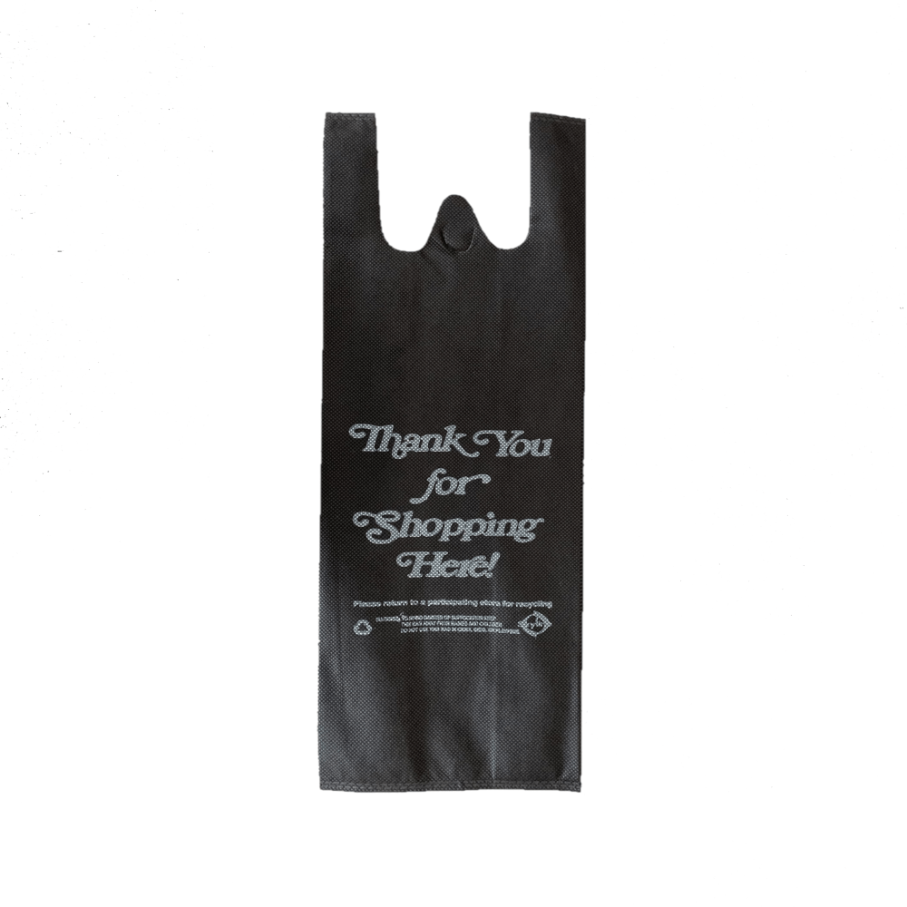 Reusable ONE bottle liquor bag-Black -'Thank you'- 300Pcs/Case Ampack