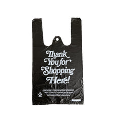 T-shirt-Thank you-Plastic retail Carry out bag-Black 8x5x15 (1/10)- 1000Pcs/case Ampack