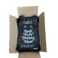 T-shirt-Thank you-Plastic retail Carry out bag-Black 8x5x15 (1/10)- 1000Pcs/case Ampack