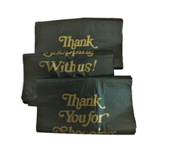 T-shirt-Thank you-Plastic retail Carry out, Check out bag-Black HDPE 10x5.5x18 (1/8) Ampack