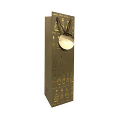 Wine bottle paper Gift Bag Embossed design in Silver & Gold Gold Ampack