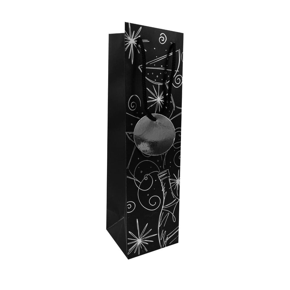 Wine Gift Bag Foil Embossed - Black & Off white - Ampack